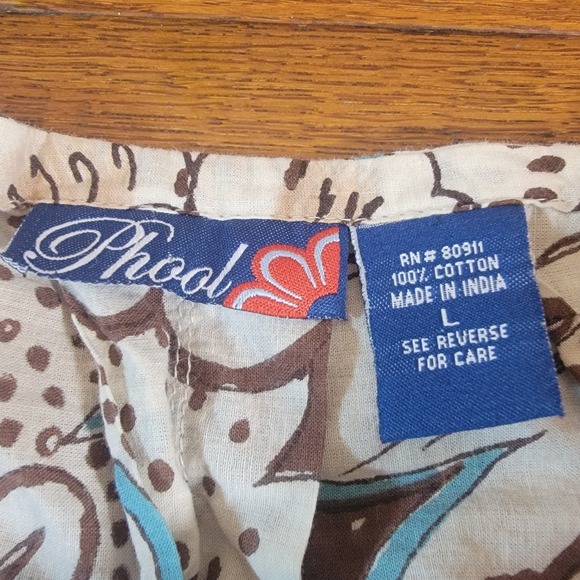 Vintage Phool Skirt Floral Print Pleated Cotton Boho Festival Women's Size Large - Picture 5 of 9